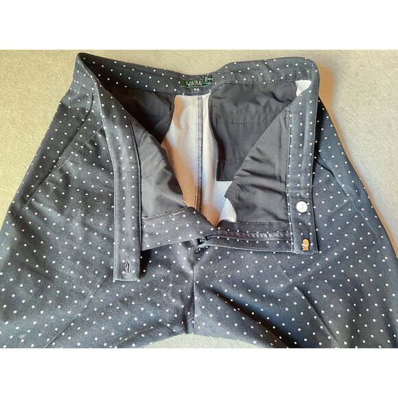 Lauren Ralph Lauren Women's Navy & White Polka Dot Straight Leg Trousers Size 16 - Picture 7 of 10